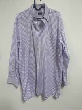 Maus & Hoffman Solemare Mens Purple Stripe Button Down Shirt 100% Cotton Luxury